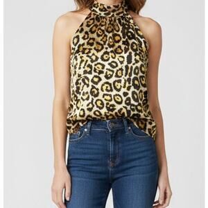 Pink Tartan Womens Size 6 Satin Leopard Print Halter Style Top